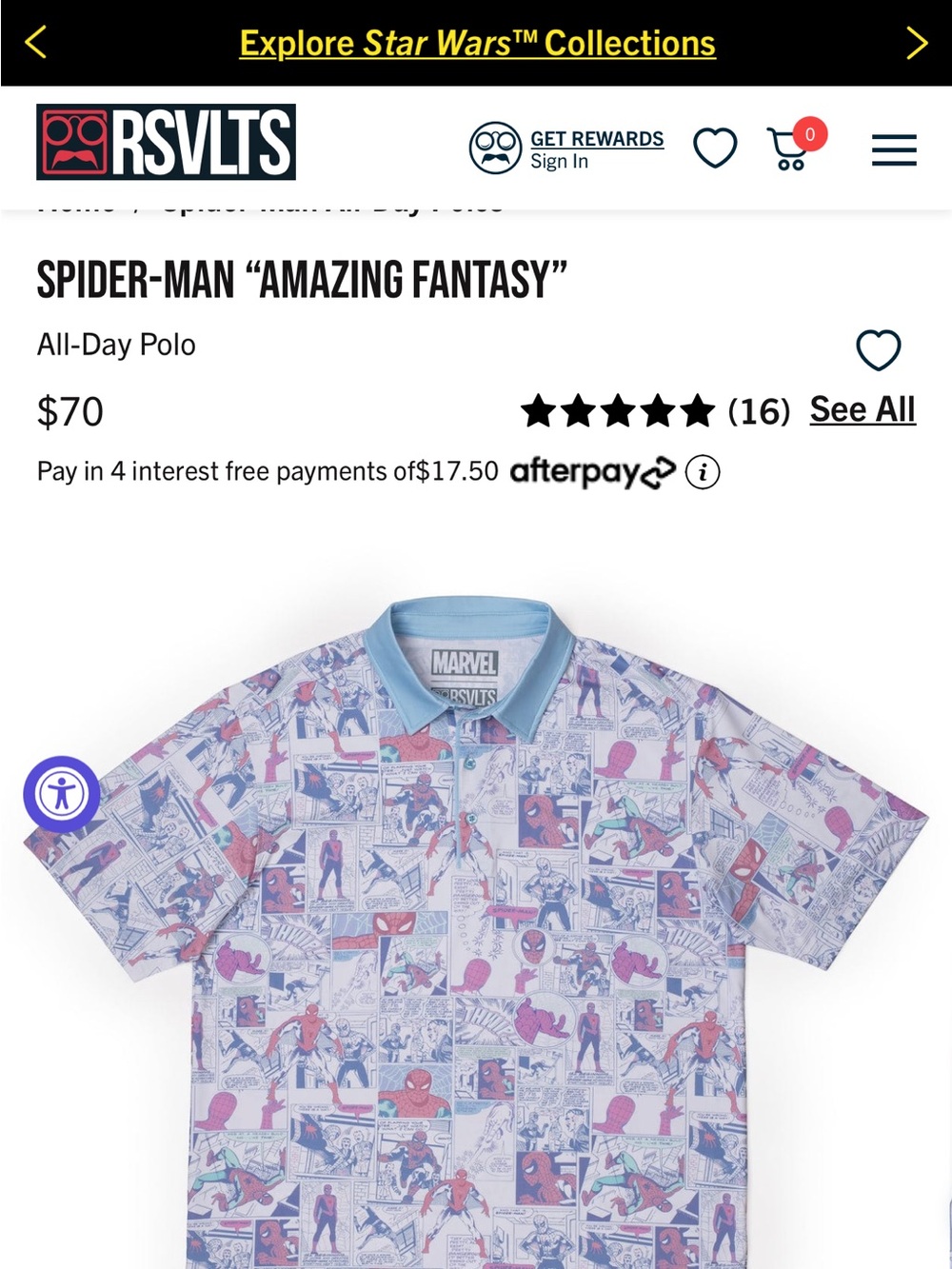 Marvel RSVLTS Spider-Man “Amazing Fantasy” All-Day Polo Large - Picture 3 of 8